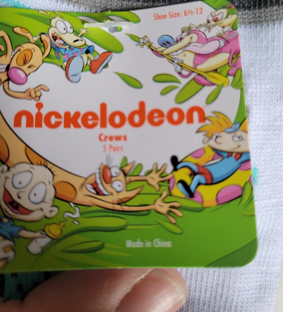 Nickelodeon 5 pr crew socks size 6.5-12 NIP A5